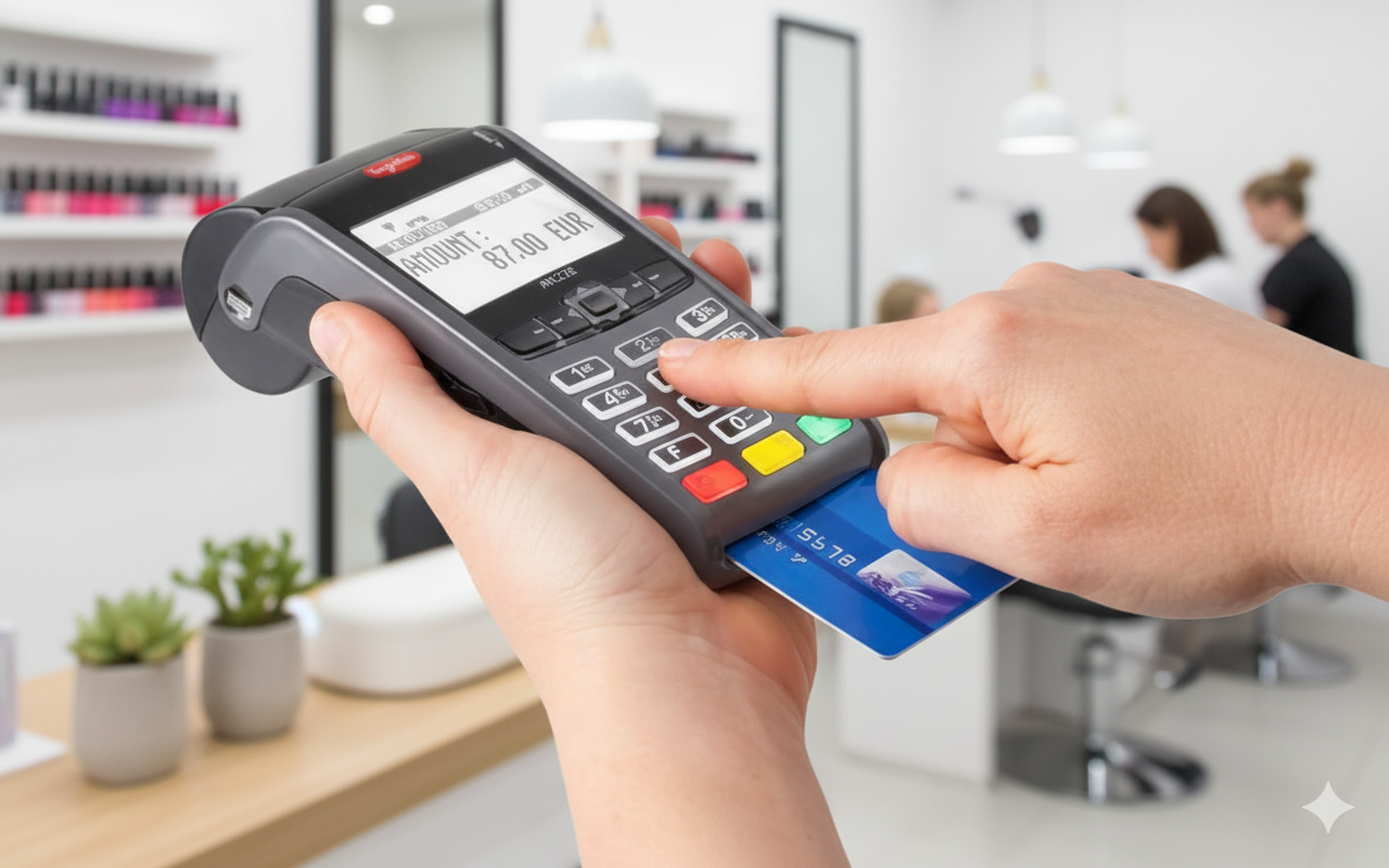 Insert chip card into terminal